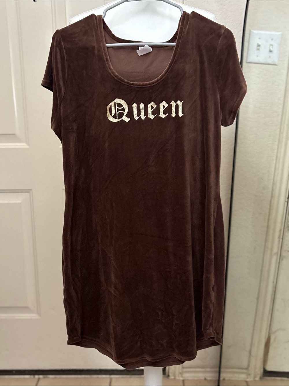 No Boundaries Brown Velvet 'Queen' Short Sleeve Tunic